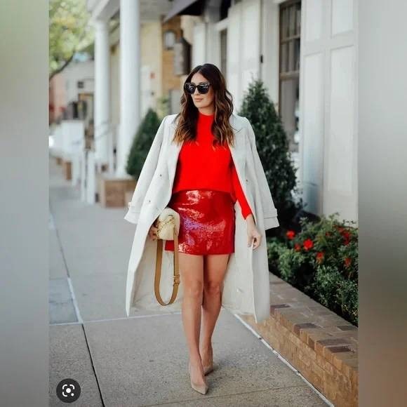 J. Crew Collection NWT Red Sequin Mini Skirt Holiday Party...